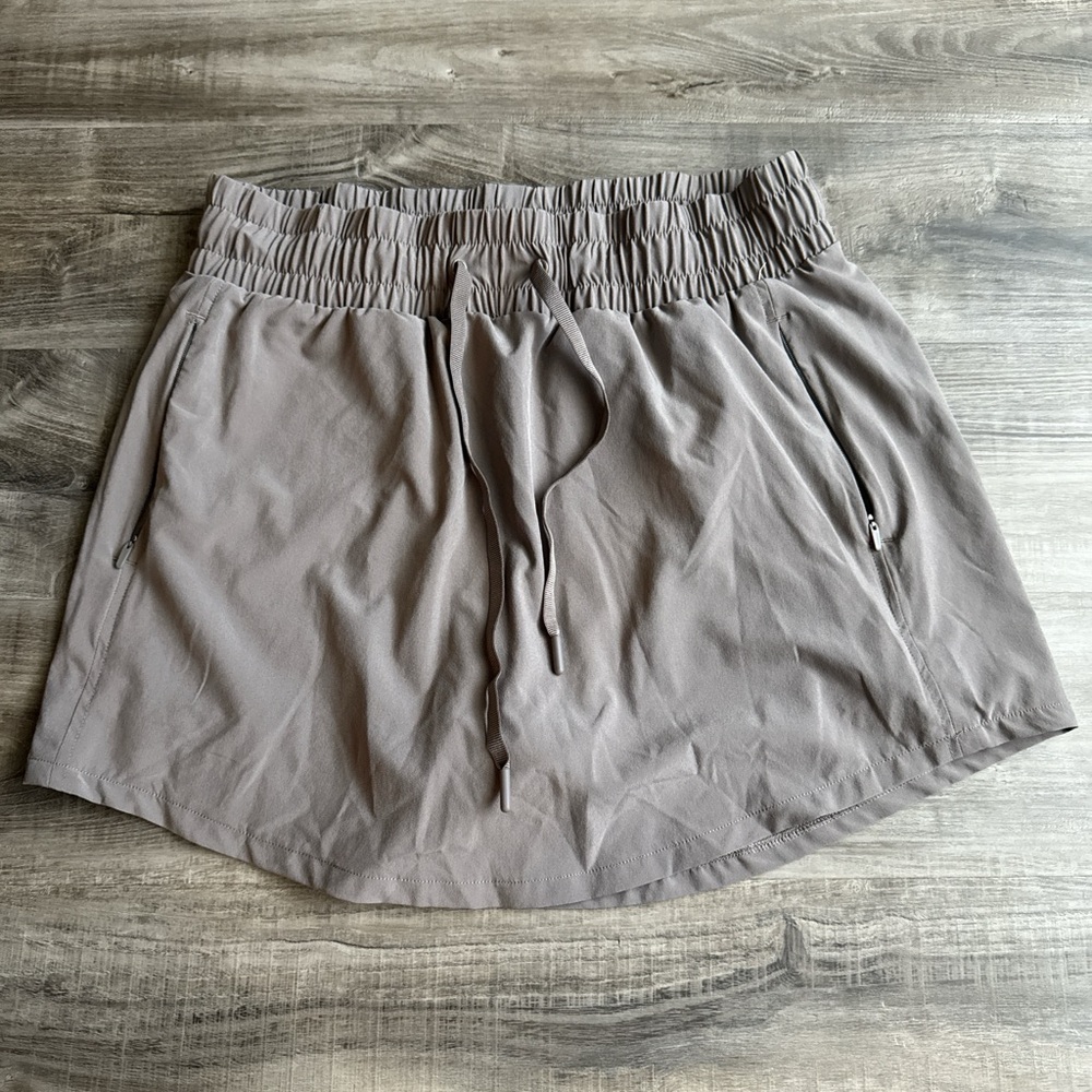 Taupe Elastic Waist Skirt